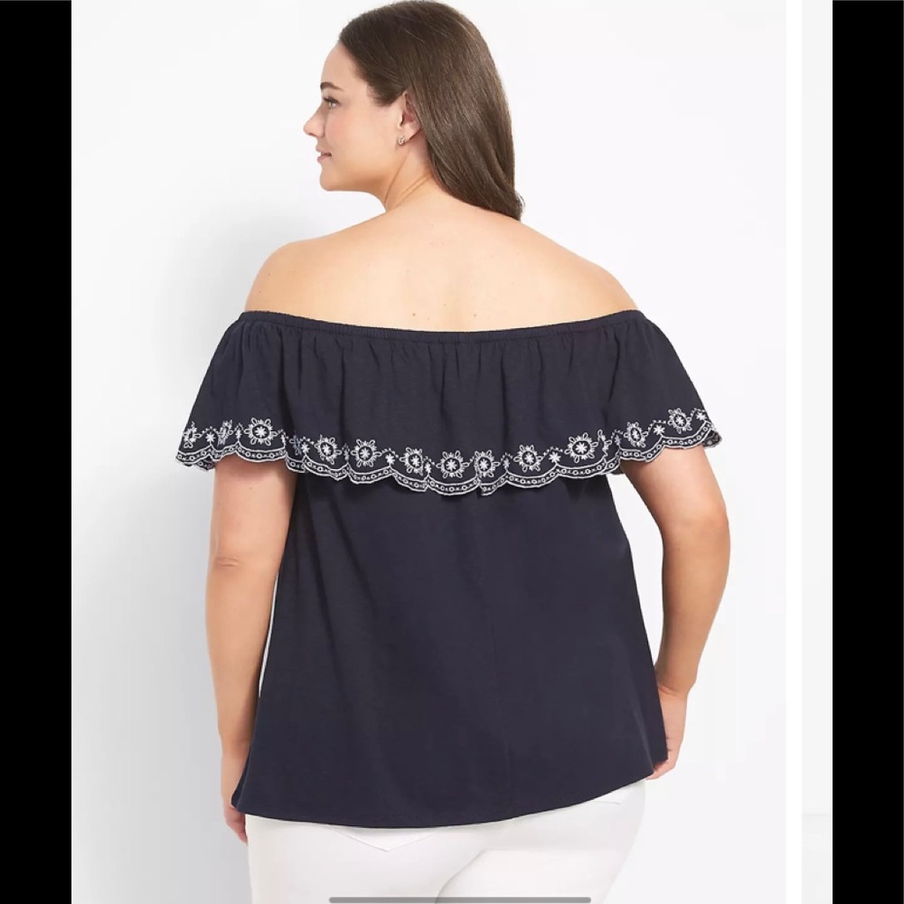 Lane Bryant Navy Off-Shoulder Top - Picture 2 of 6